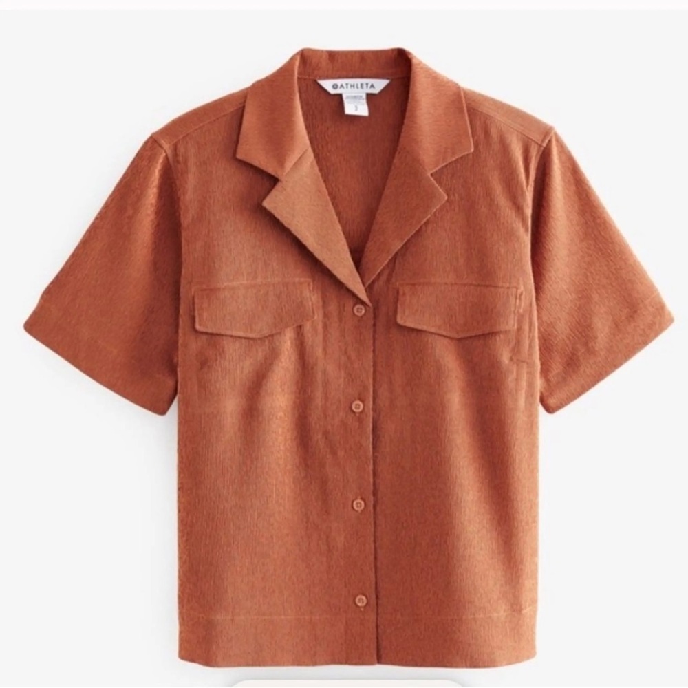 NWT Athleta Echo Top Rust Textured Button Down Sh… - image 2